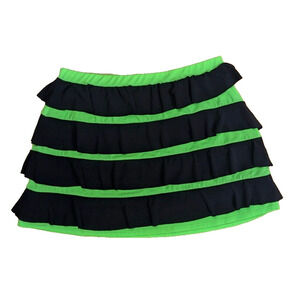 Neon Green & Black Tiered Mini Dancewear Dance Skirt Size LA R1 Rave Alt Indie